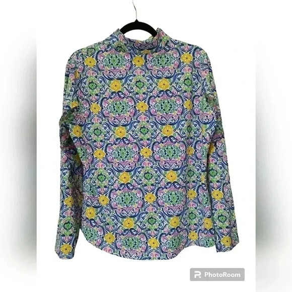 IBKUL Women's Nora Print Long Sleeve Mock Neck Top - Picture 6 of 8